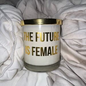Gold and White Slogan Candle - The Future is Female Candle